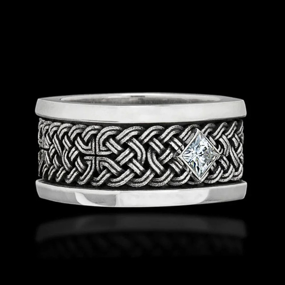 💎925 Silver Plated Unique Black Huge Heavy Men Ring, MLNN1239 - Picture 4 of 4